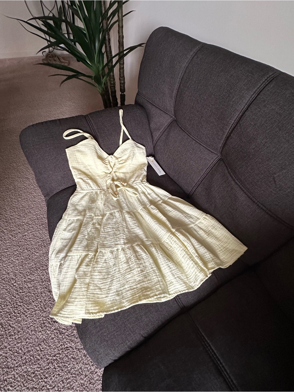Ocean Drive Pale Yellow Ruched Sundress